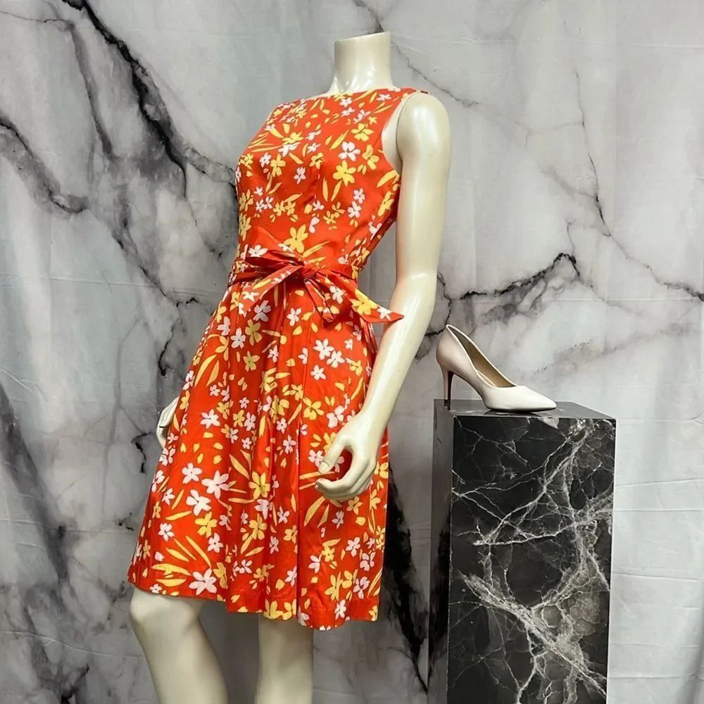 *Ann Klein orange, yellow, white floral dress
